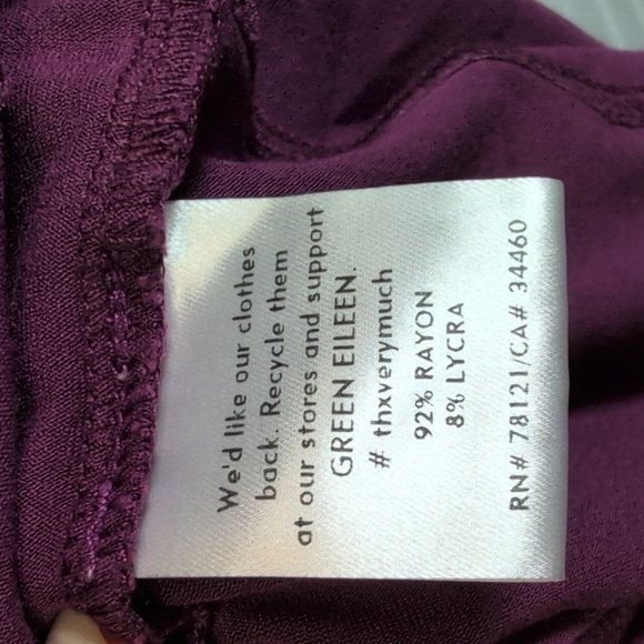 Eileen Fisher Viscose Jersey Knit Midi Lantern Dress | Size Large Pomegranate - Picture 8 of 9